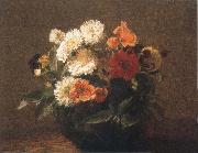 Henri Fantin-Latour Flowers in an Earthenware Vase china oil painting artist